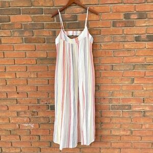NWT EVERY Brand Clothing Gauze Stripe Midi Dress Cotton Pockets Beach Sz L
